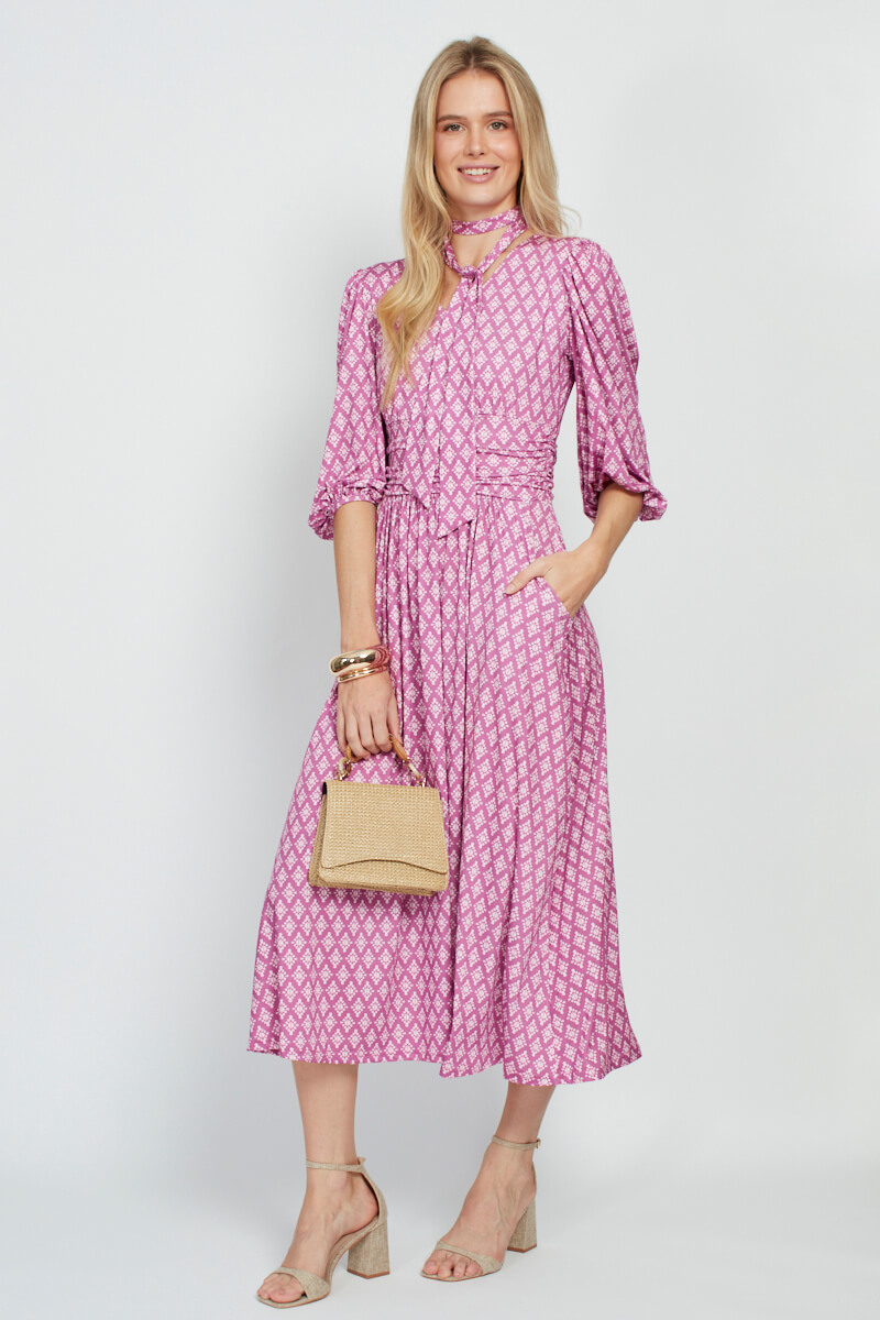 ESME MIDI DRESS MIDI PINK DIAMOND PINK
