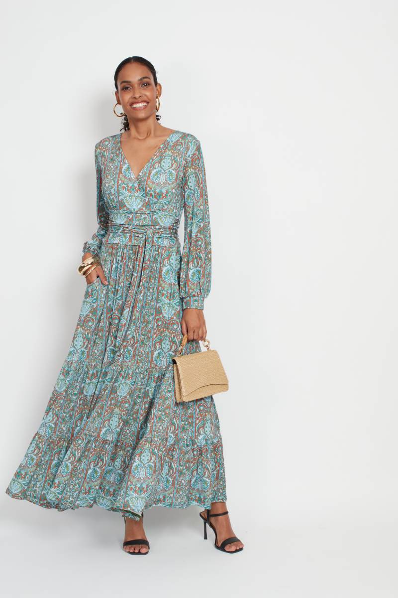 FAYE MAXI DRESS PAISLEY BLUE PRNT