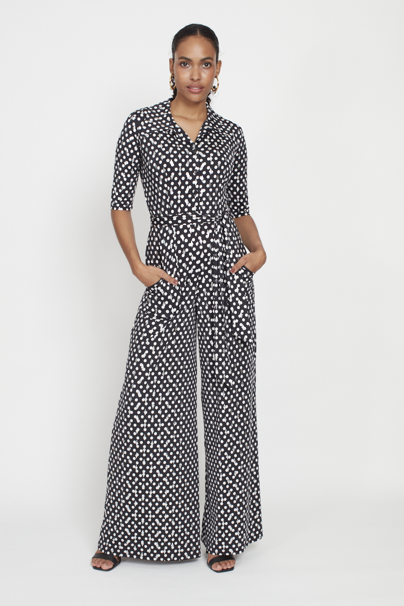 PHOENIX JUMPSUIT POLKA METALLIC BLACK DOT