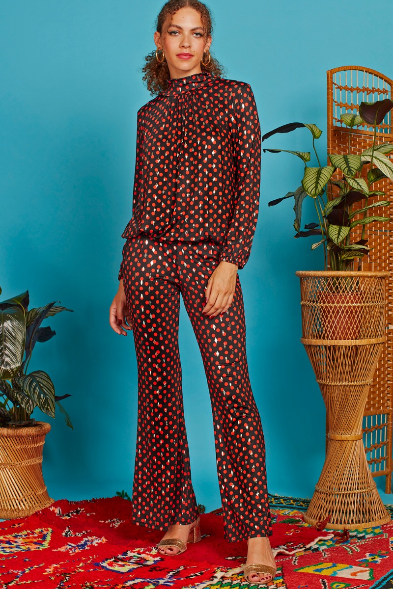 HANNAH TROUSERS EVENING DOT ORANGE