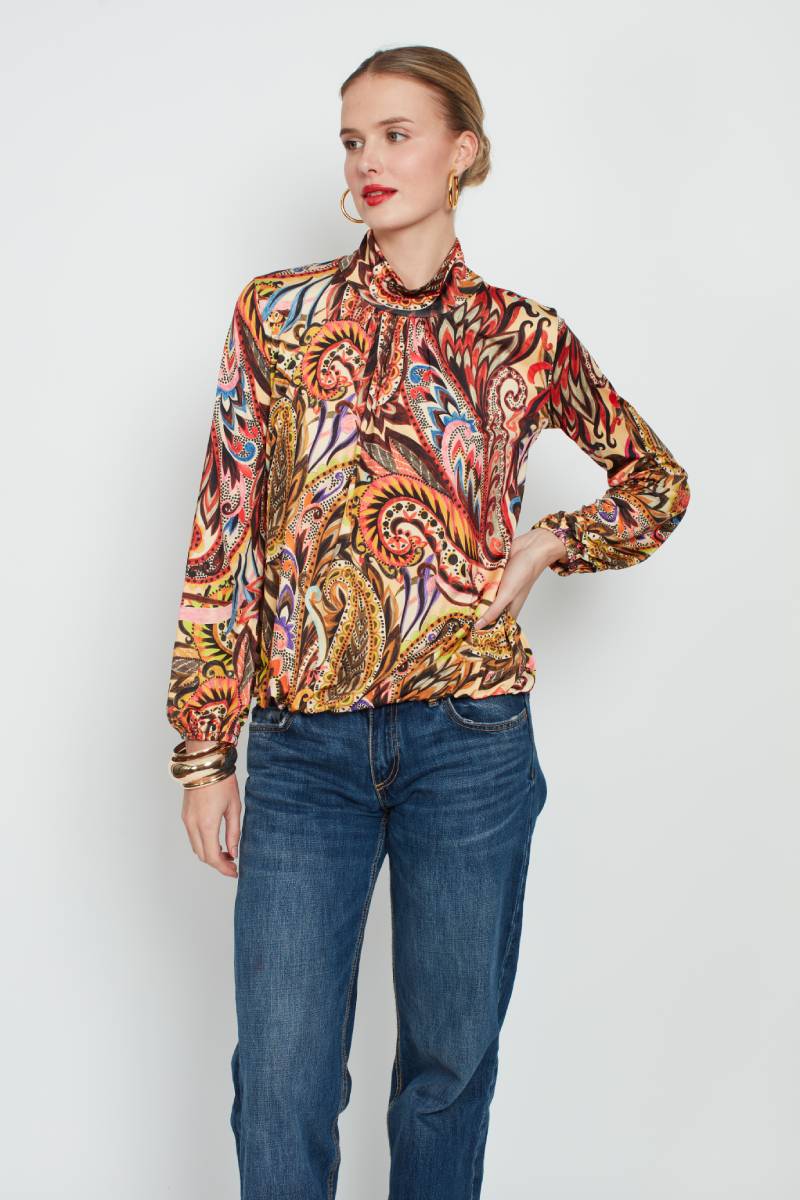 AMBER TOP WILD PAISLEY PRINT