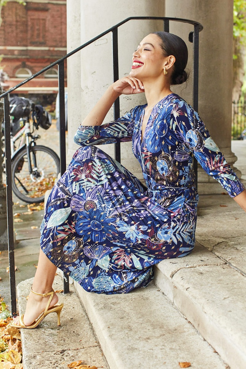 blue and gold midi dress Chidi Midi Dress main image 0