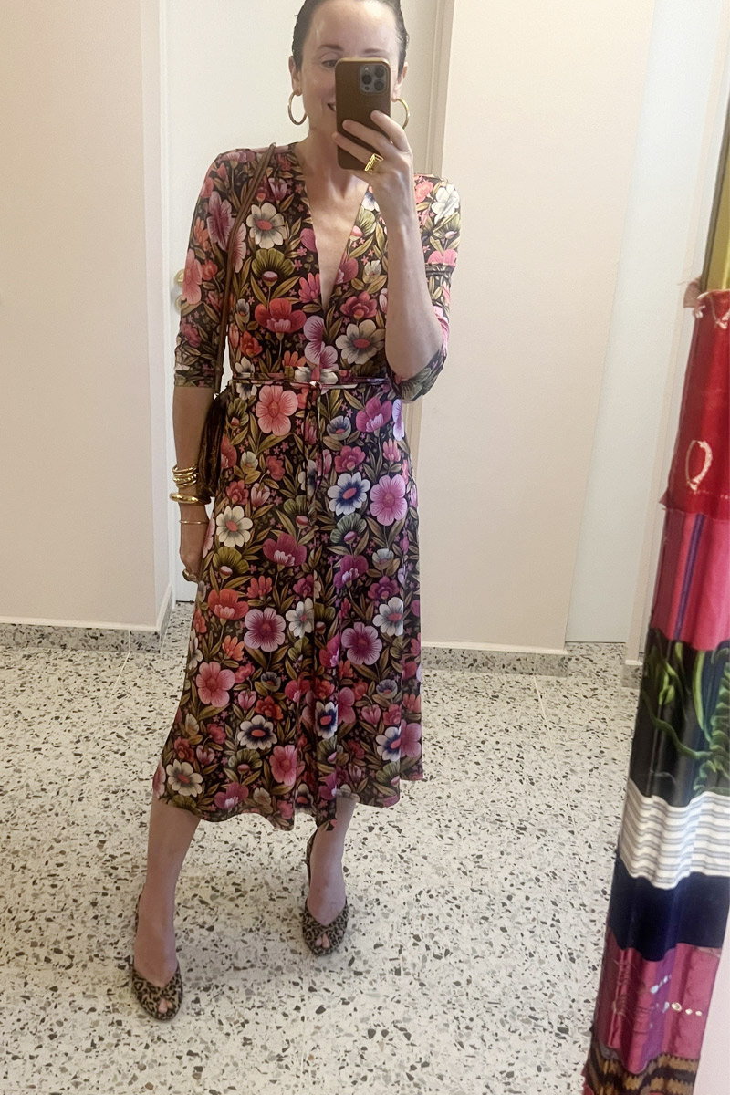 AMY DRESS VINTAGE PINK FLOWER PRINT
