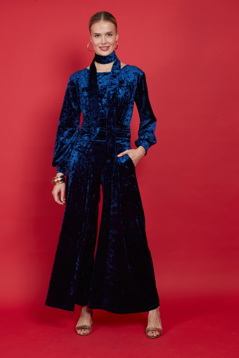 ANNA JUMPSUIT BLUE VELVET
