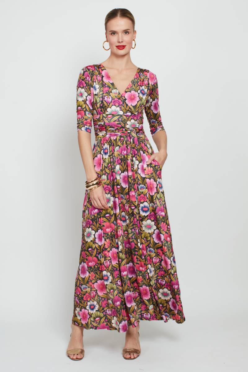 CRAWFORD DRESS VINTAGE PINK FLOWER PRINT