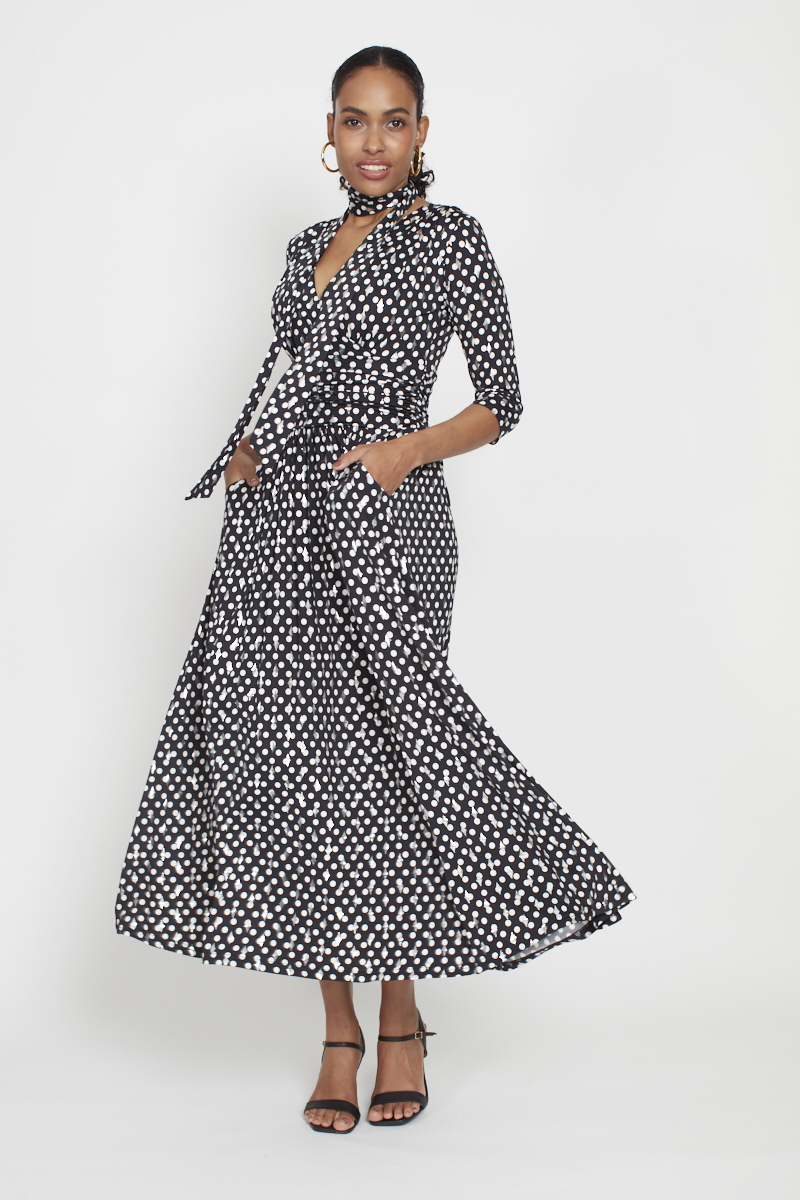 CRAWFORD DRESS POLKA METALLIC BLACK DOT