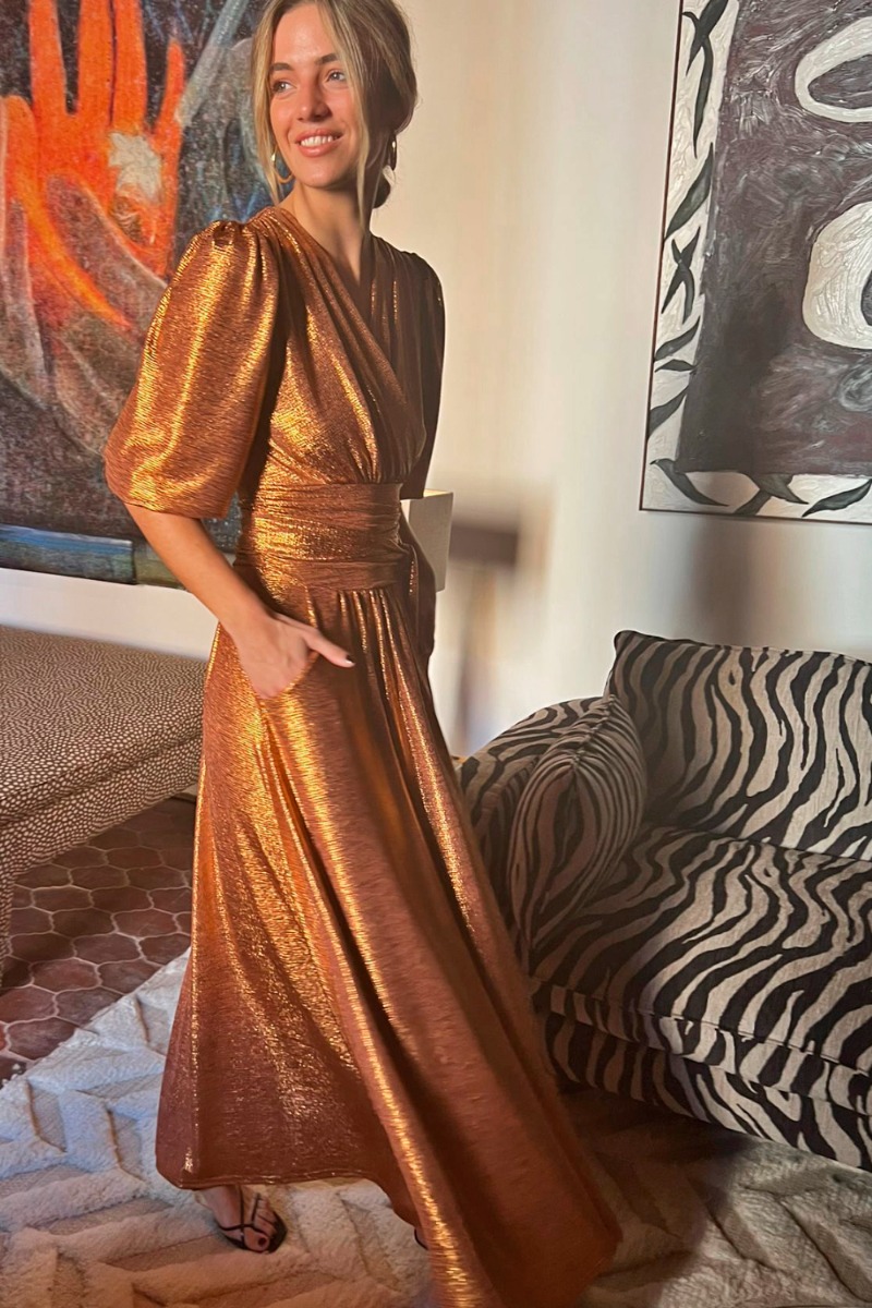 Metallic shop dress long