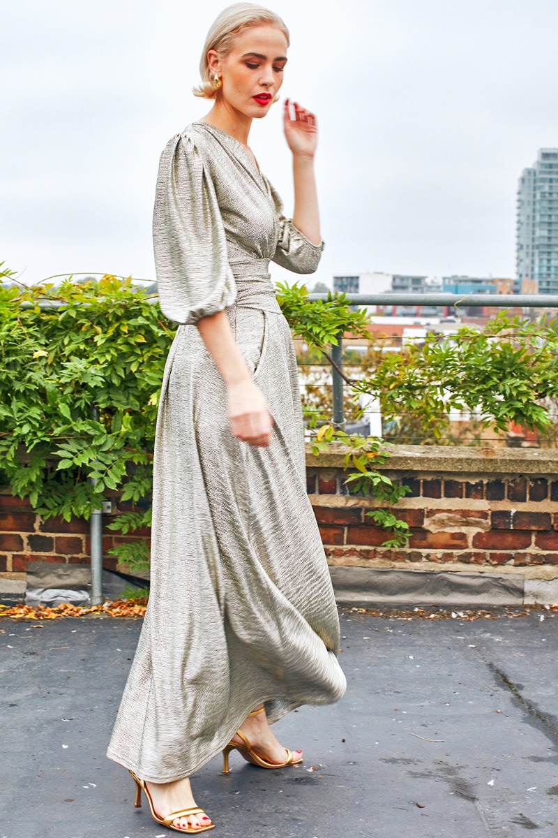 silver print dress Brittany Silver Dress