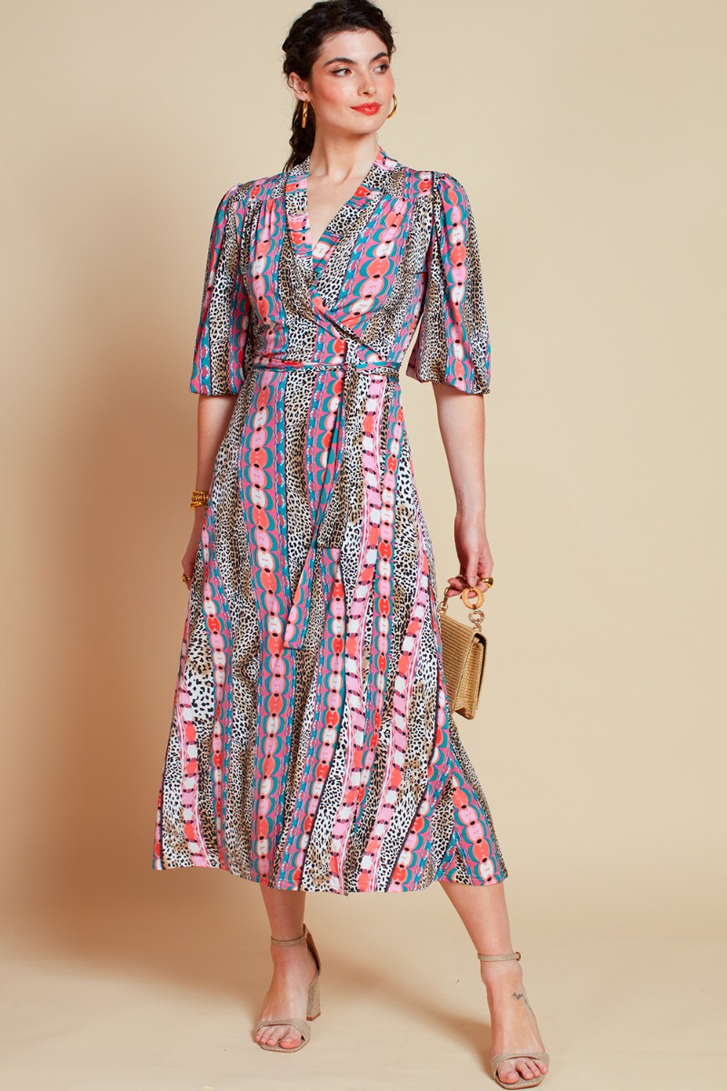 ELLA MIDI DRESS PINK CARTER PRINT