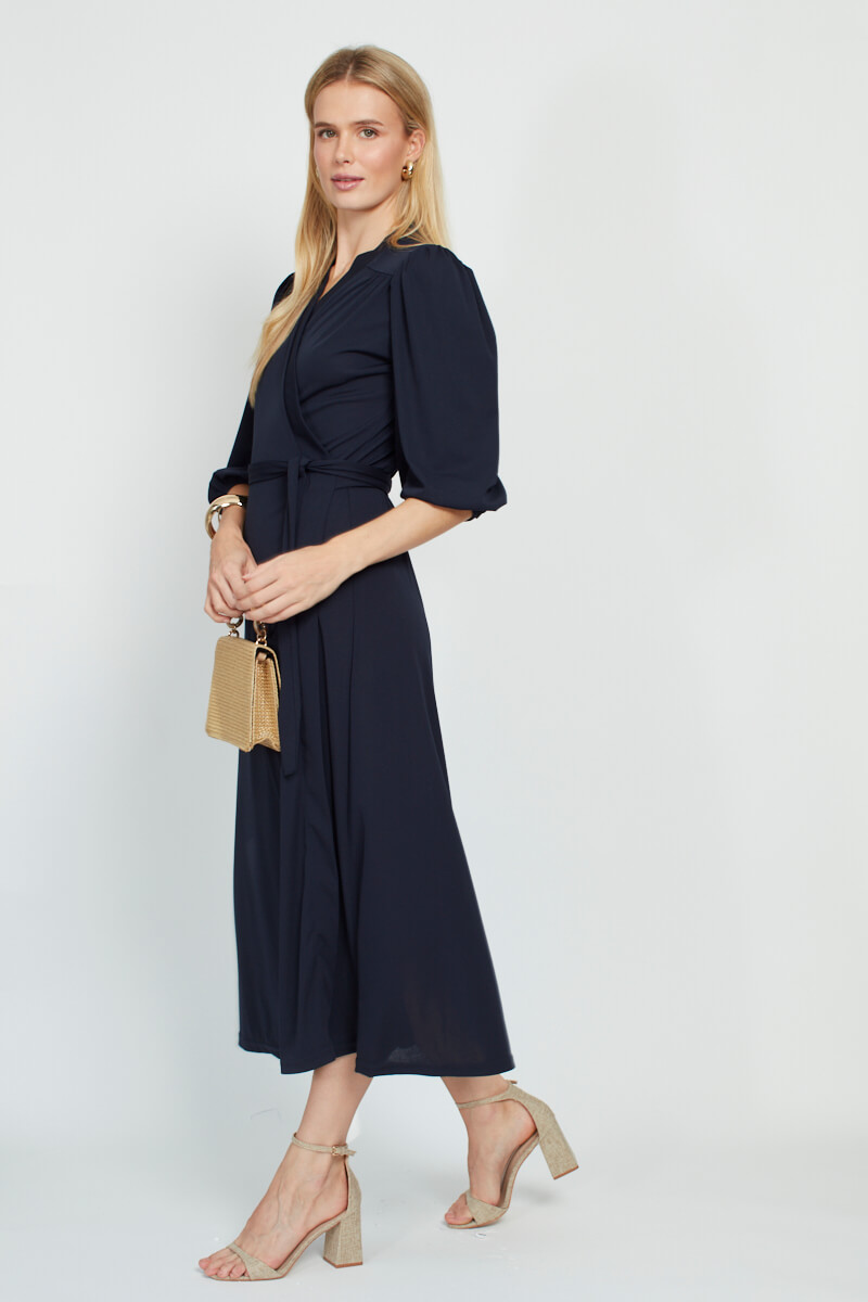 ELLA MIDI DRESS NAVY BLOCK