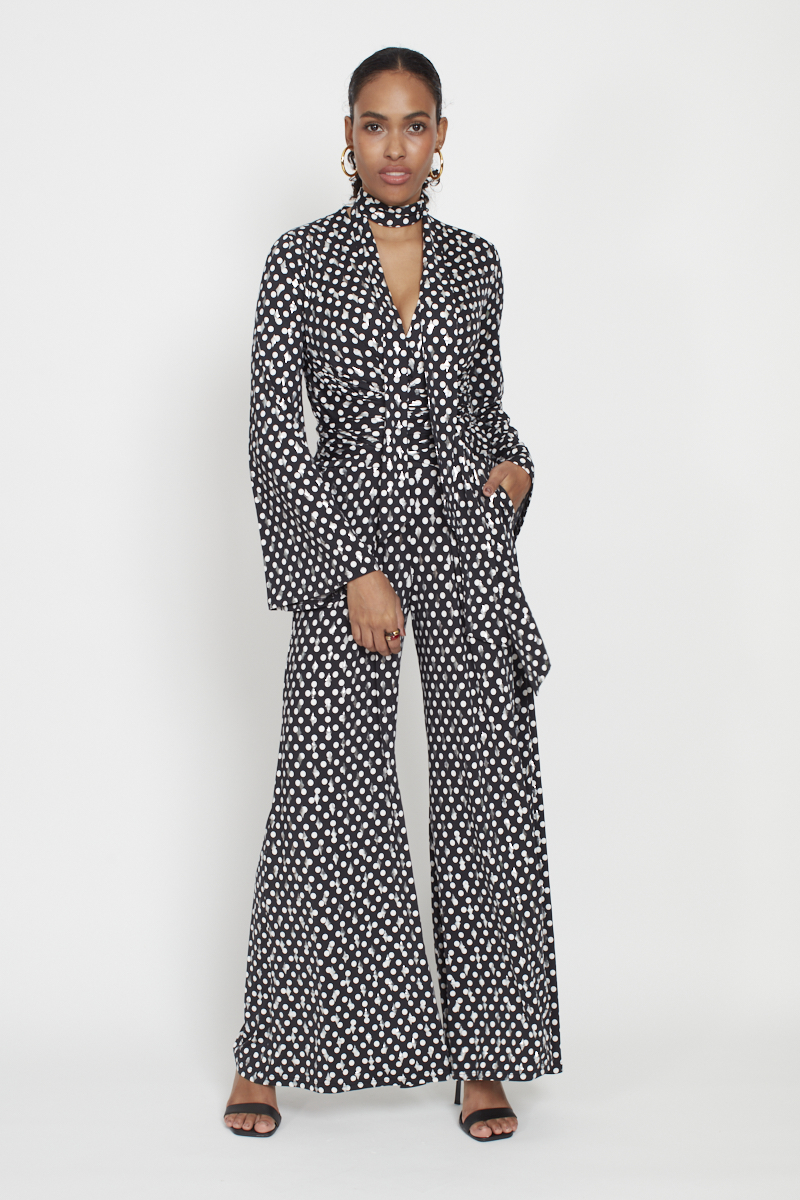 FENN JUMPSUIT POLKA METALLIC BLACK DOT