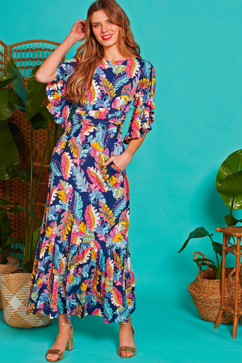 GABRIELLA MAXI LEAF NAVY