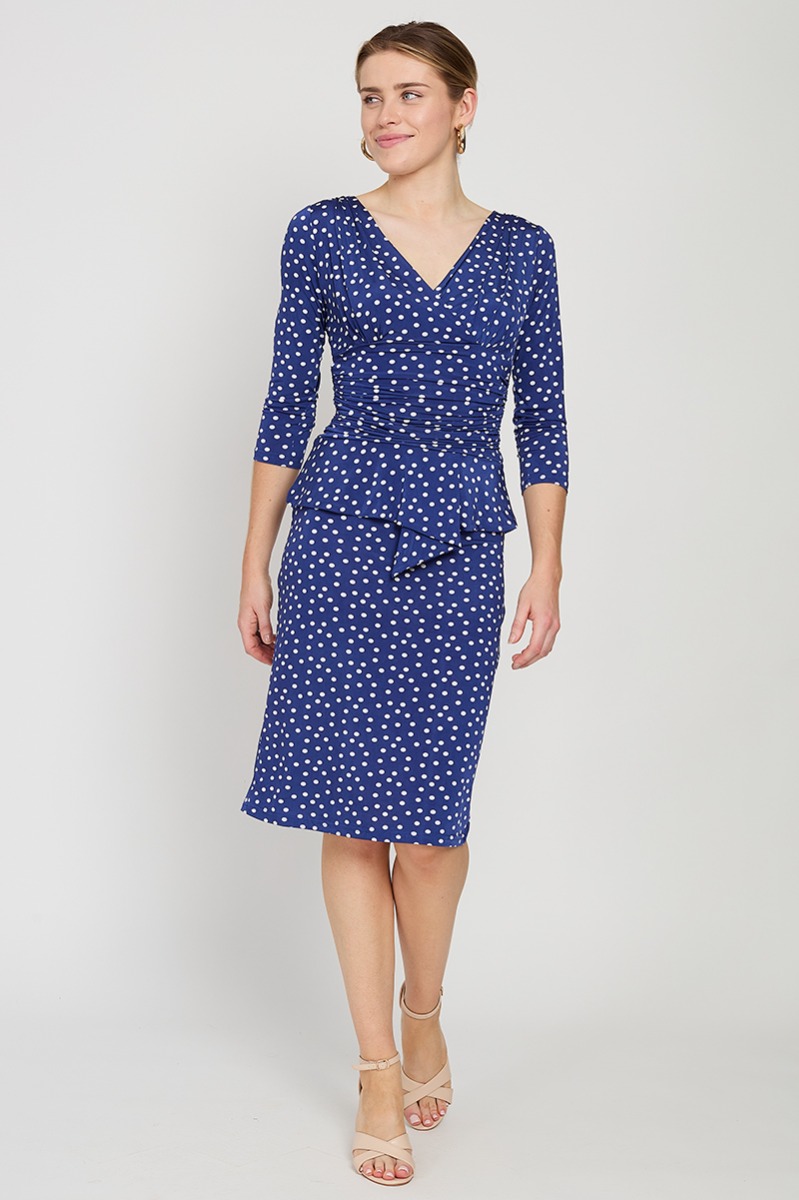 KIKI DRESS SMALL POLKA DOT BLUE NAVY