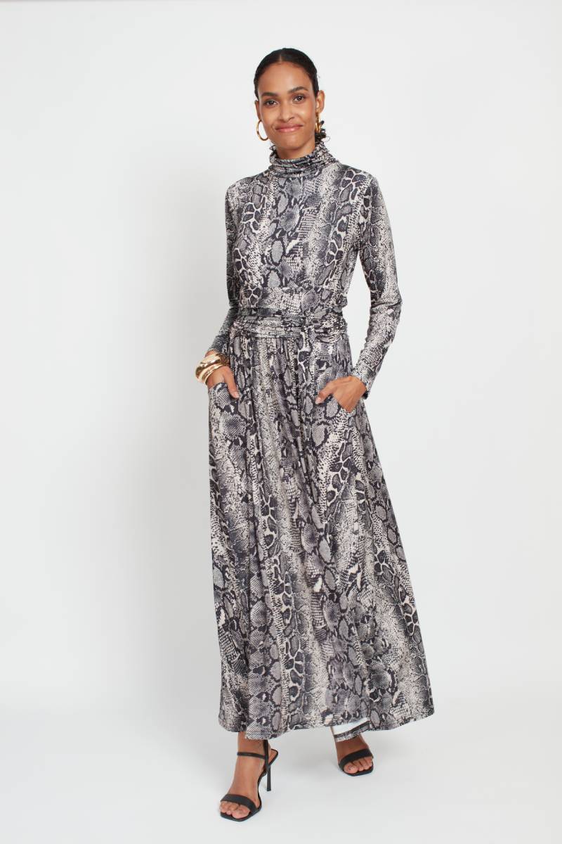 LAUREN MAXI DRESS SNAKE GREY PRINT