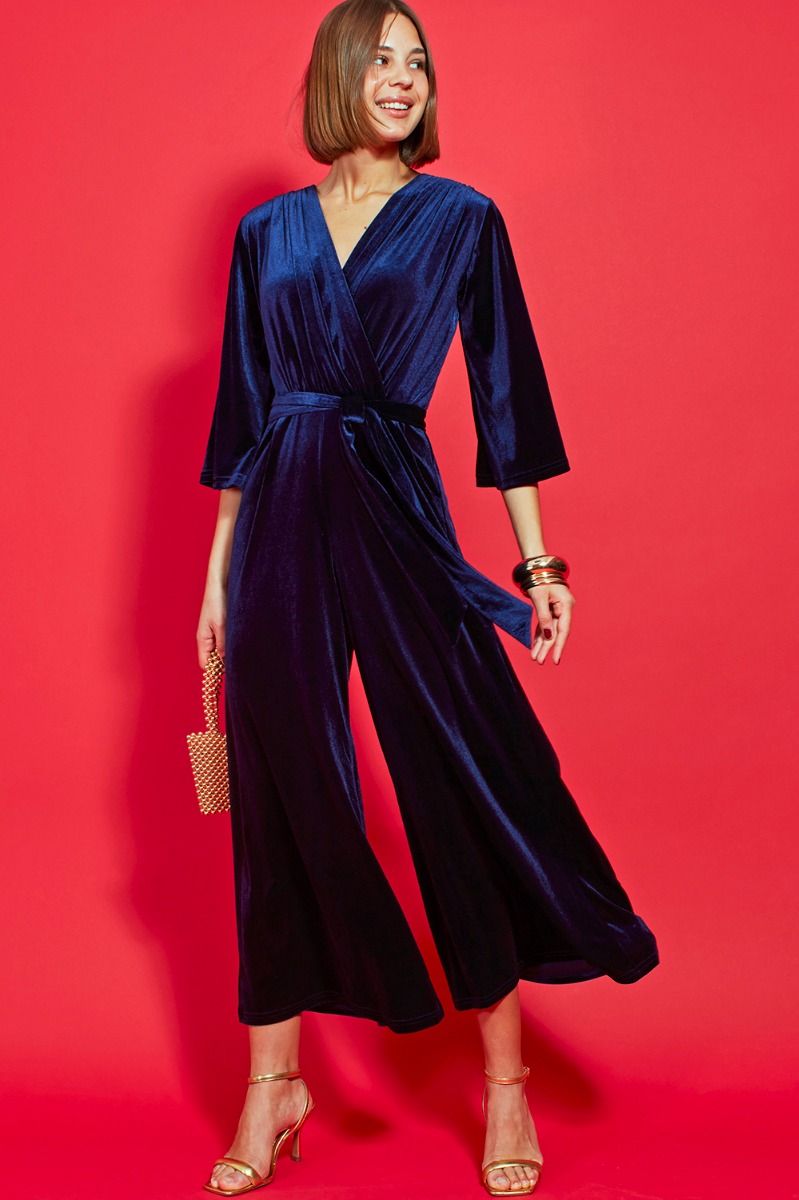LAURIE JUMPSUIT VELVET NAVY PRINT