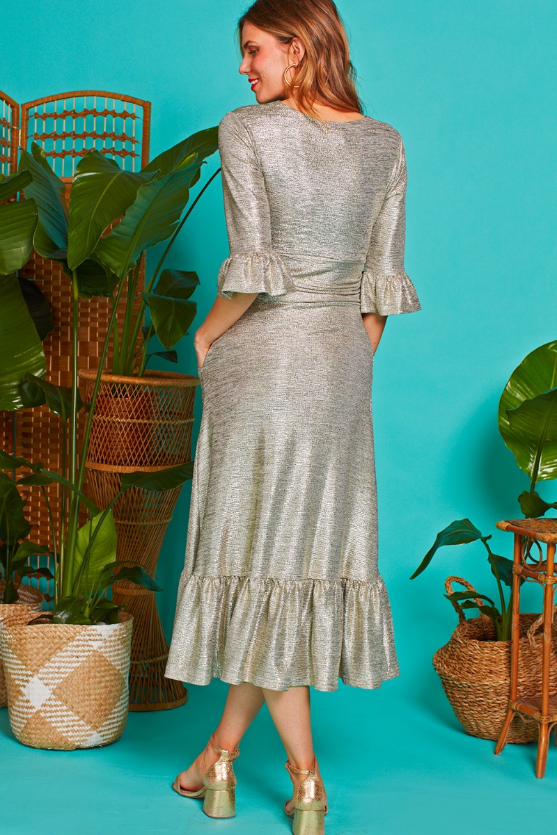 Metallic dress midi online