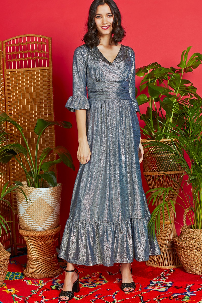 LESLIE MAXI METALLIC NAVY