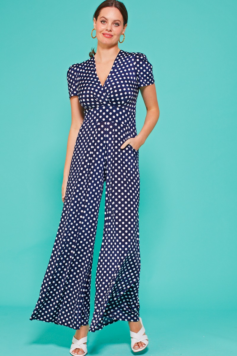 LOTTE JUMPSUIT POLKA DOT NAVY PRINT