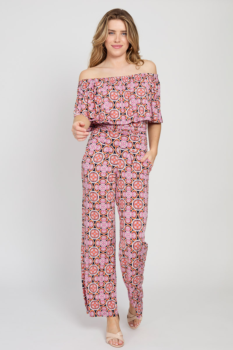 MISTY JUMPSUIT RIAD CORAL PRINT