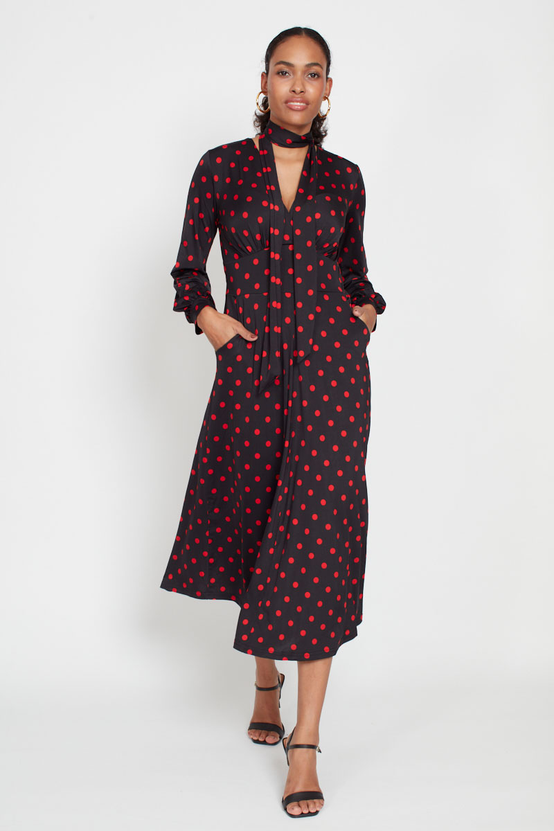 NELL DRESS RED POLKA DOT