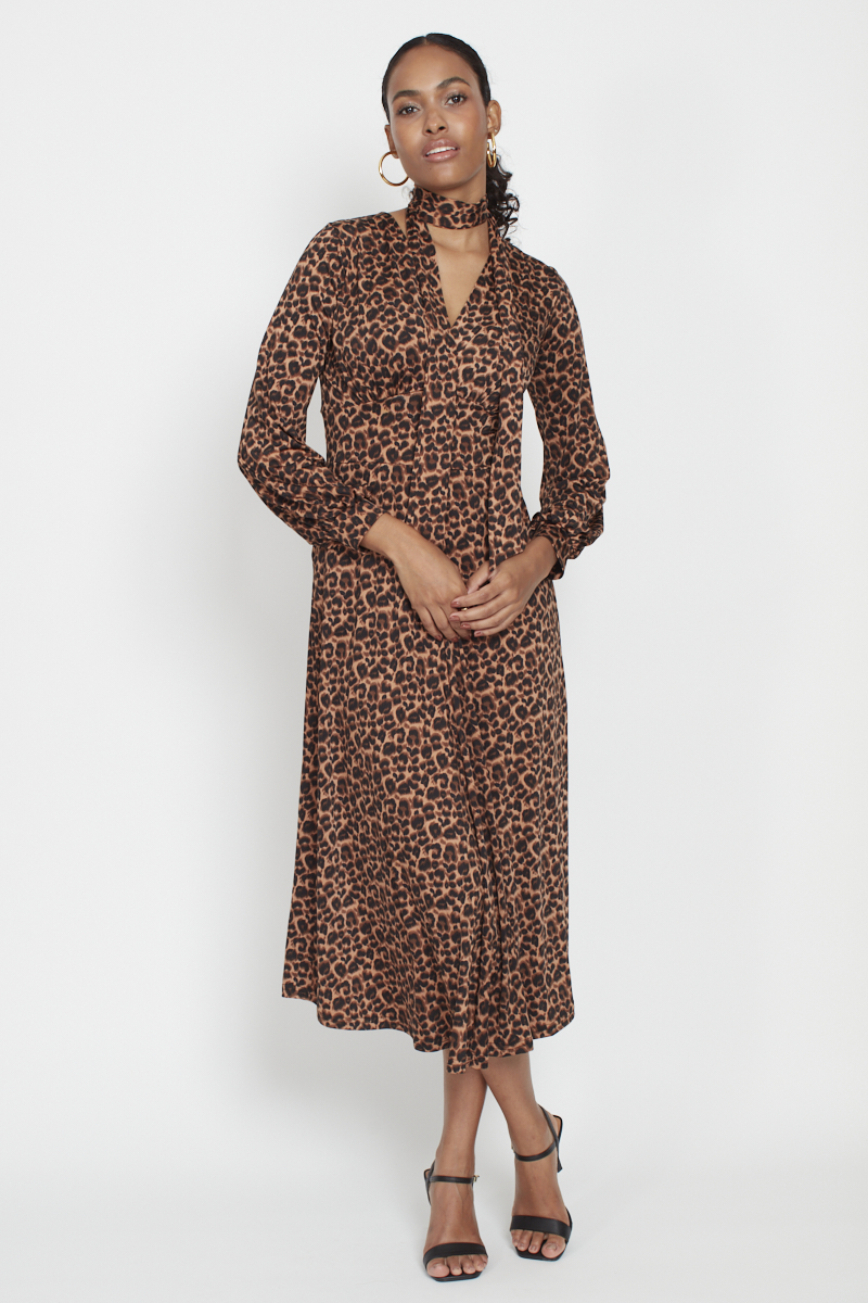 NELL DRESS SMALL LEOPARD BROWN