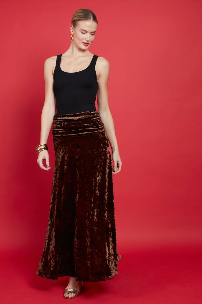 PAIGE SKIRT BROWN VELVET