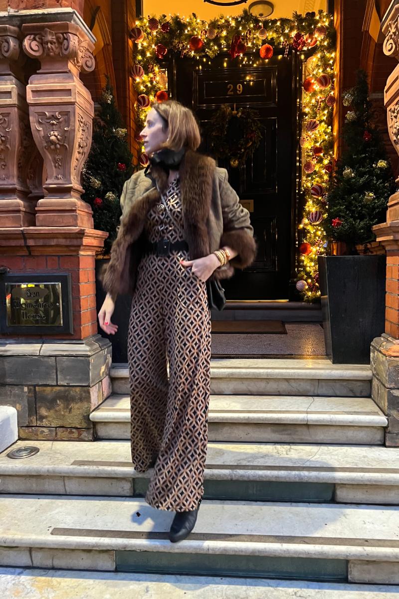 PHOENIX JUMPSUIT GEO BROWN PRINT