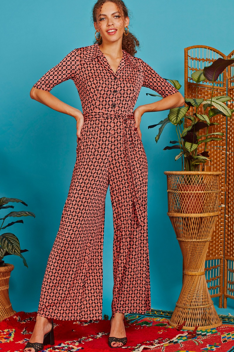 Orange polka dot jumpsuit 2025