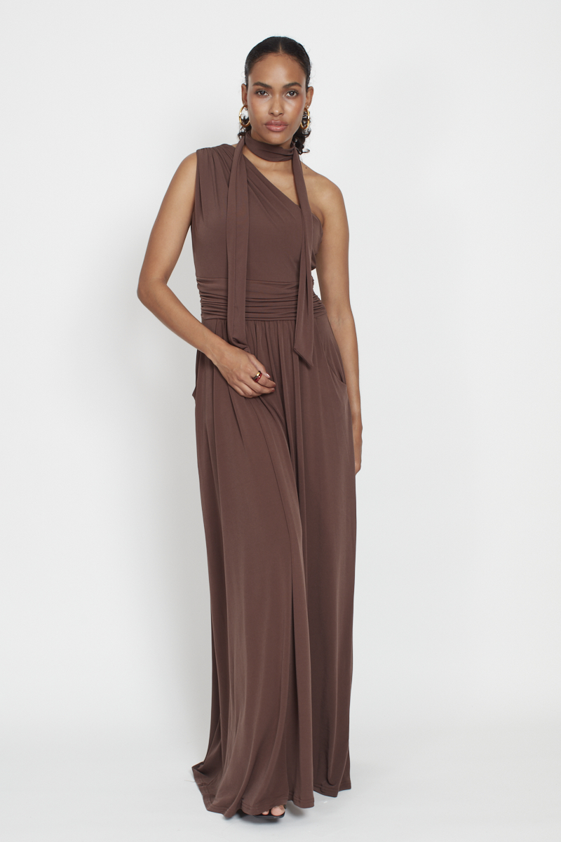 ROSA MAXI DRESS BROWN BLOCK 