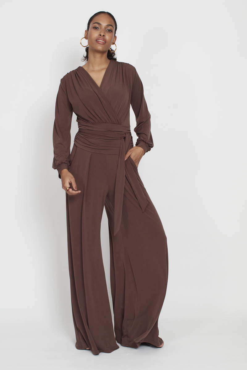 SHARON JUMPSUIT  BROWN BLOCK 