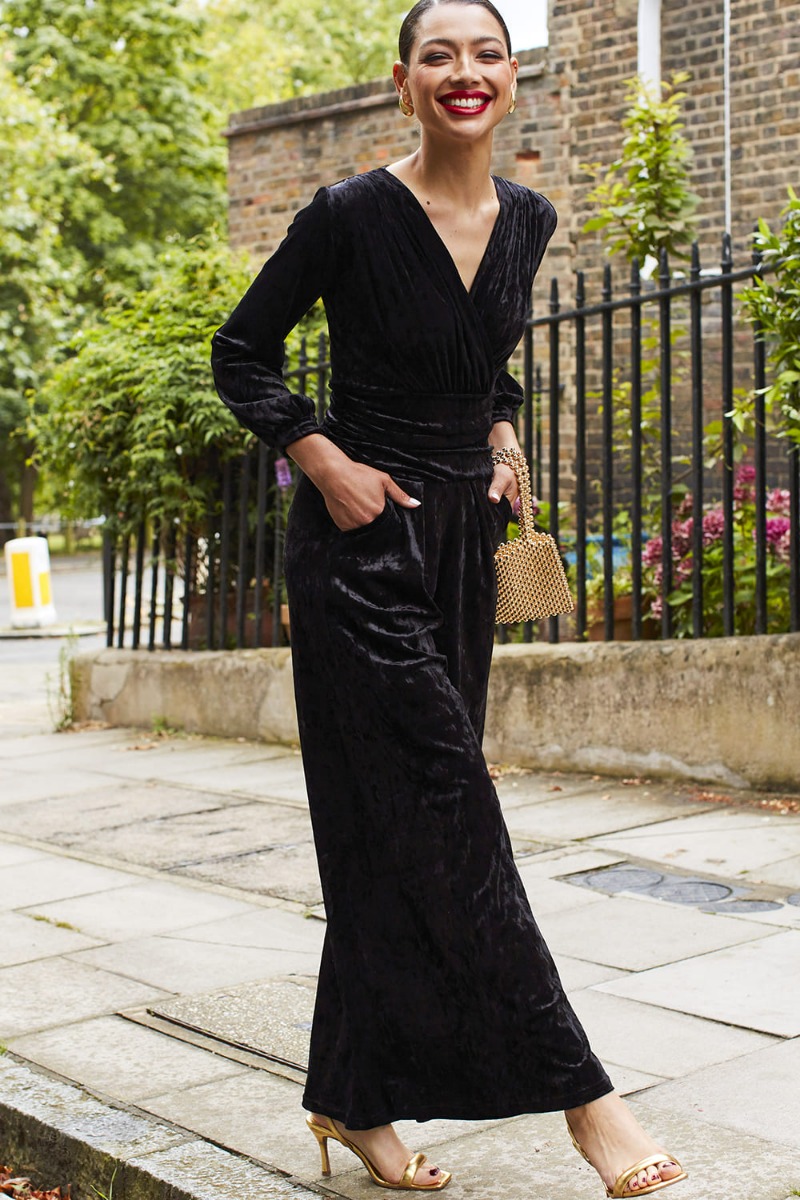 SHARON JUMPSUIT VELVET BLACK PRINT