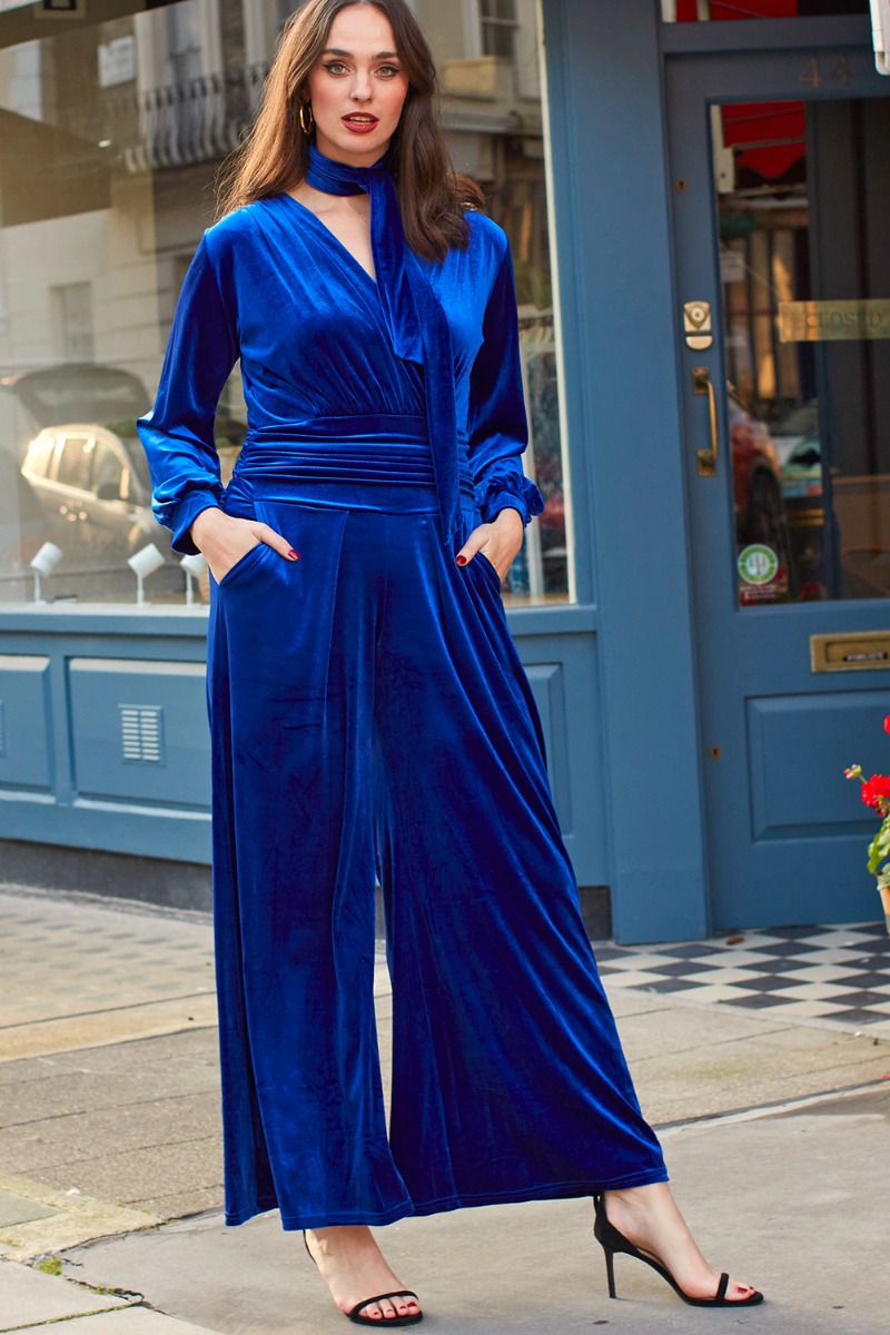 Velvet blue jumpsuit new arrivals