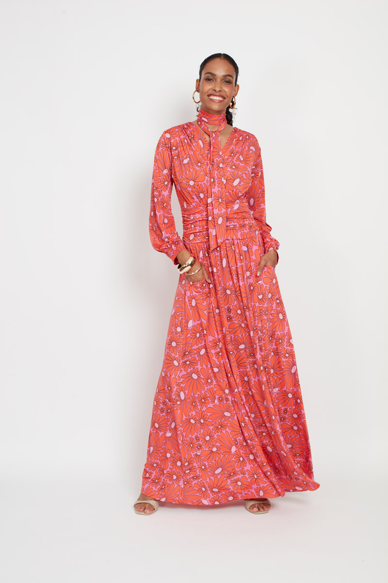 SHARON MAXI DRESS DAISY PINK