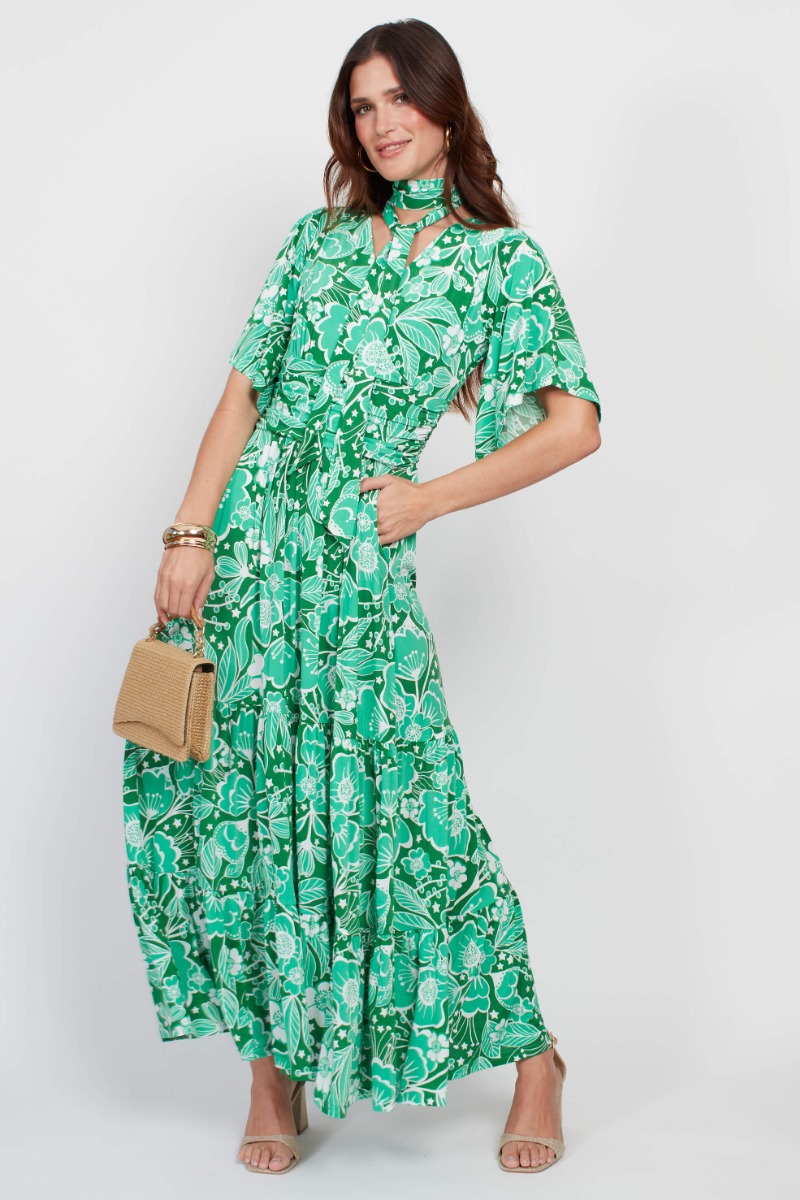 TILLY DRESS MAXI WILDFLOWER GREEN 