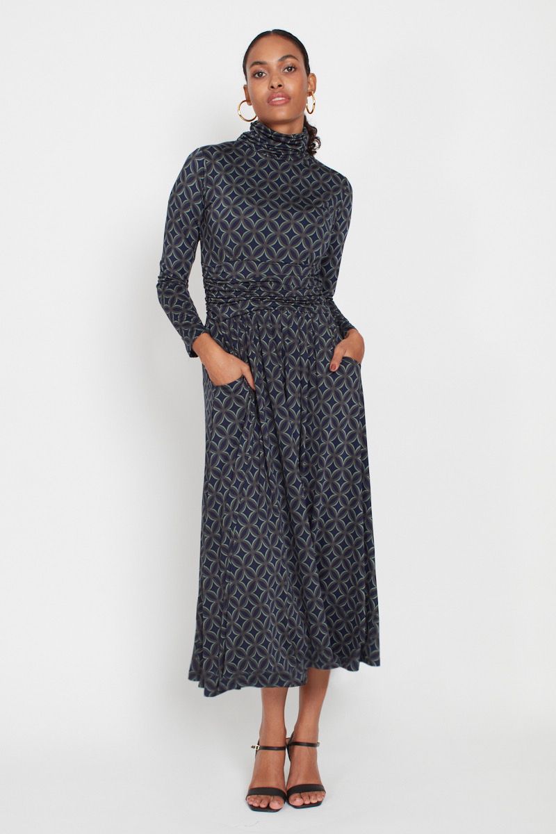 LAUREN DRESS GEO GREEN PRINT