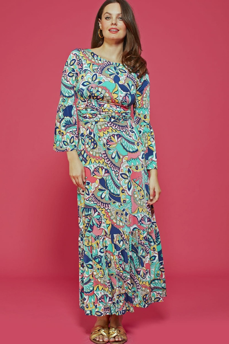 YANA MAXI DRESS IRIS AQUA PRINT
