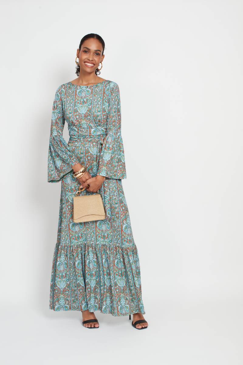 YANA MAXI DRESS PAISLEY BLUE PRINT