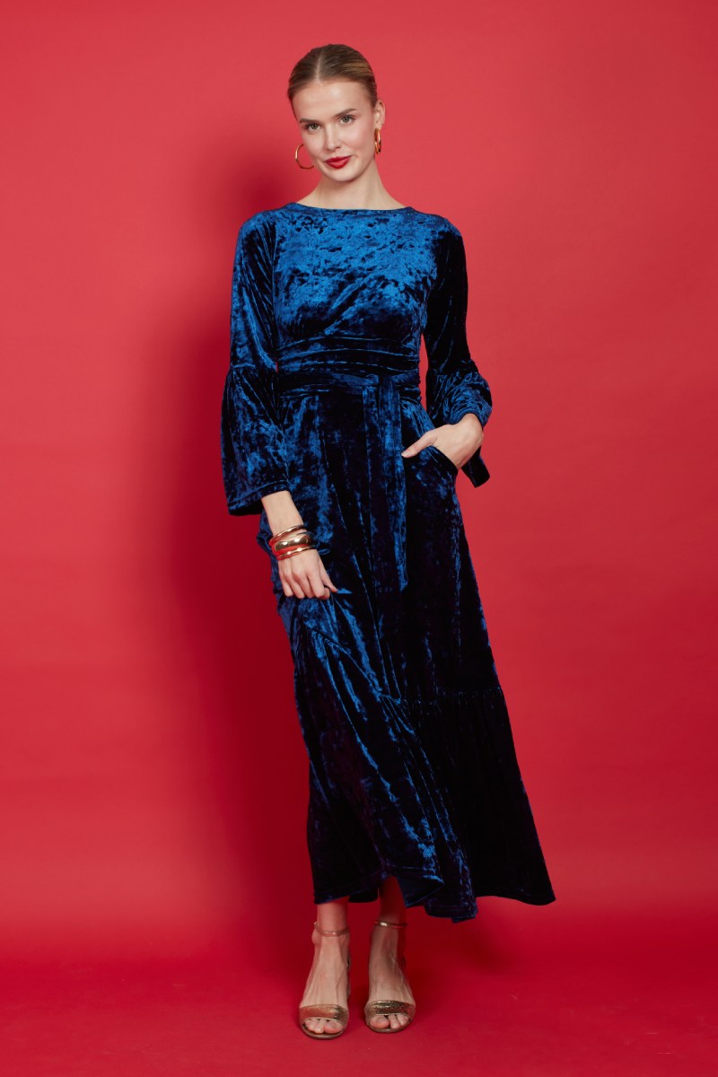 YANA MAXI DRESS BLUE VELVET