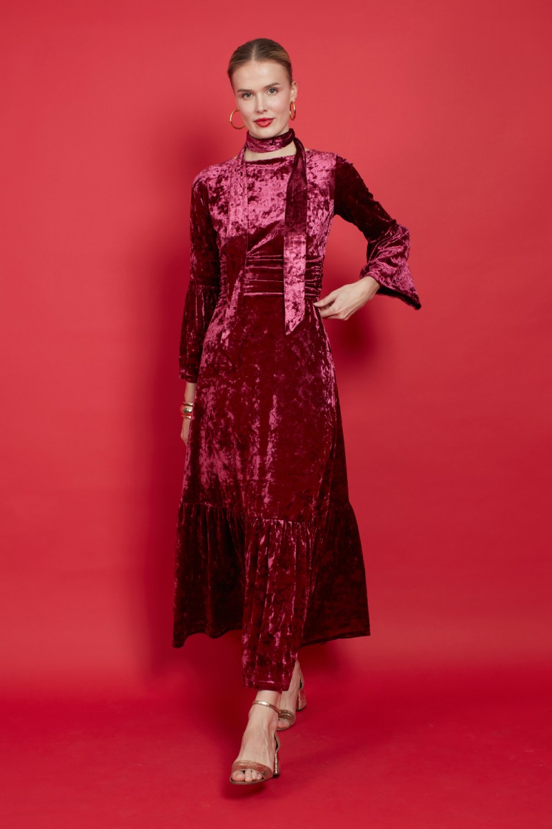 YANA MAXI DRESS BORDEAUX VELVET