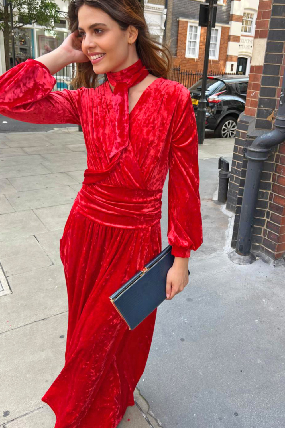 SHARON MAXI DRESS VELVET RED PRINT